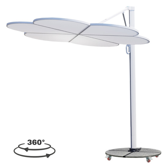 Ομπρελα με βαση σειρα cannopy (flower) hm21286.02 αλουμινιο-γρανιτησ-λευκο 2,38x2,2μ **