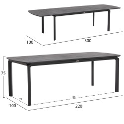 Τραπεζι επεκτεινομενο sympo hm6415.01 γκρι αλουμινιο 220-300x100x75υεκ ** Τραπεζι επεκτεινομενο sympo hm6415.01 γκρι αλουμινιο 220-300x100x75υεκ **