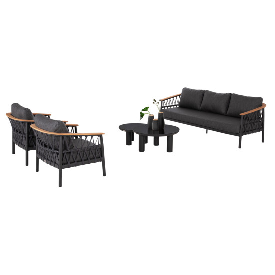 Σετ σαλονι 5τμχ stream hm6426.01 ανθρακι αλουμινιο-strap σχοινι-olefin **