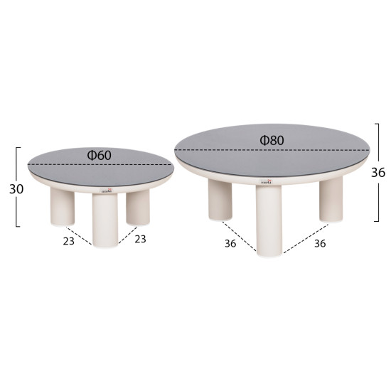 Σετ σαλονι 5τμχ stream hm6426.02 κρεμ αλουμινιο--μπεζ σχοινι & olefin **