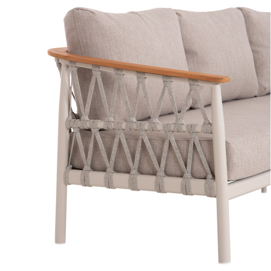 Σετ σαλονι 5τμχ stream hm6426.02 κρεμ αλουμινιο--μπεζ σχοινι & olefin **