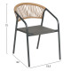 Πολυθρονα homan hm6430.01 γκρι μεταλλο & textilene--μπεζ p.e.rattan 53,5x62x75υεκ **