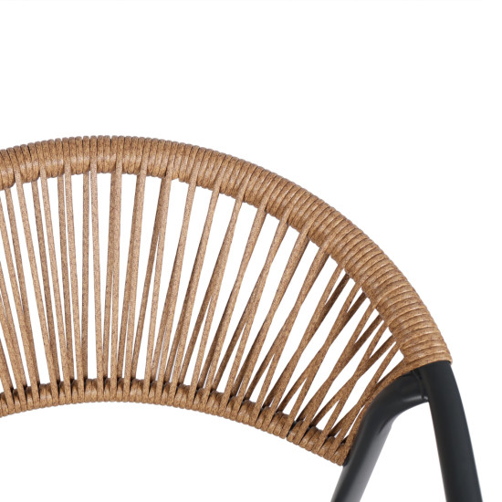 Πολυθρονα homan hm6430.01 γκρι μεταλλο & textilene--μπεζ p.e.rattan 53,5x62x75υεκ **