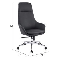 Καρεκλα γραφειου bekker hm18359.01 μαυρο pu δερμα--βαση χρωμιου 67x67x126υεκ **