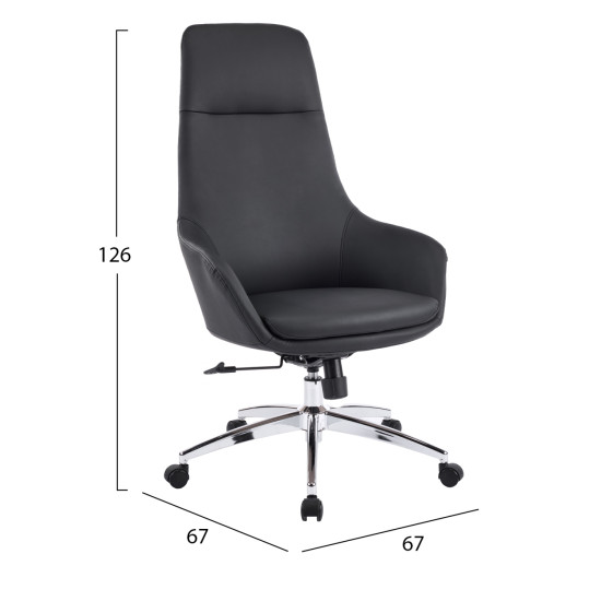 Καρεκλα γραφειου bekker hm18359.01 μαυρο pu δερμα--βαση χρωμιου 67x67x126υεκ **