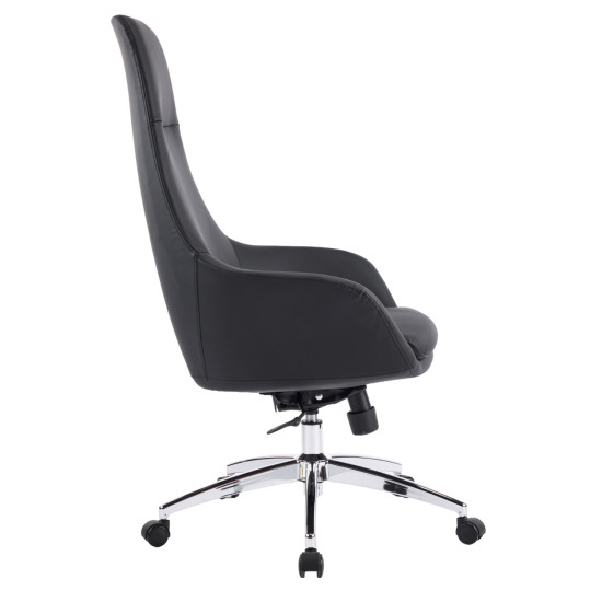 Καρεκλα γραφειου bekker hm18359.01 μαυρο pu δερμα--βαση χρωμιου 67x67x126υεκ **