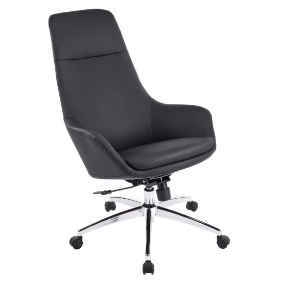 Καρεκλα γραφειου bekker hm18359.01 μαυρο pu δερμα--βαση χρωμιου 67x67x126υεκ **