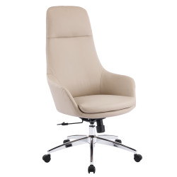 Καρεκλα γραφειου bekker hm18359.02 μπεζ pu δερμα--βαση χρωμιου 67x67x126υεκ **