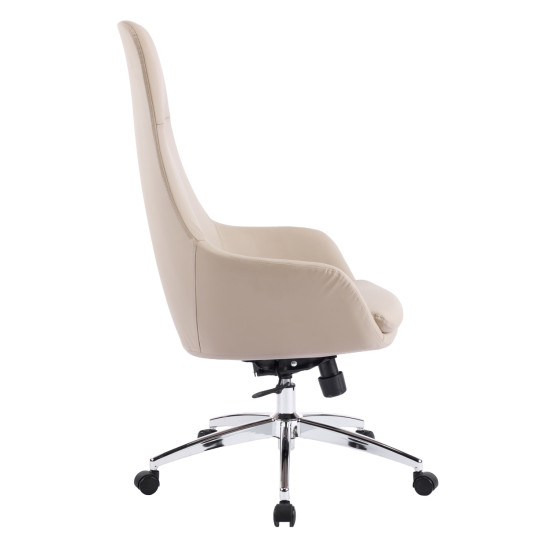 Καρεκλα γραφειου bekker hm18359.02 μπεζ pu δερμα--βαση χρωμιου 67x67x126υεκ ** Καρεκλα γραφειου bekker hm18359.02 μπεζ pu δερμα--βαση χρωμιου 67x67x126υεκ **