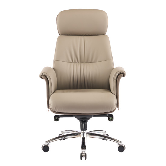 Καρεκλα γραφειου tomlin hm18358.02 μπεζ-καφε pu δερμα--βαση χρωμιου 72x74x128υεκ **