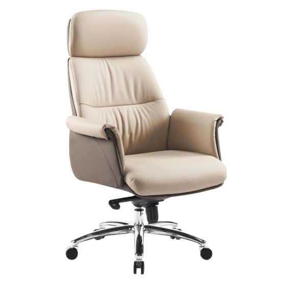 Καρεκλα γραφειου tomlin hm18358.02 μπεζ-καφε pu δερμα--βαση χρωμιου 72x74x128υεκ **