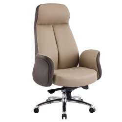 Καρεκλα γραφειου dramon hm18356.02 μπεζ-καφε pu δερμα--βαση χρωμιου 66x70x132.5υεκ **