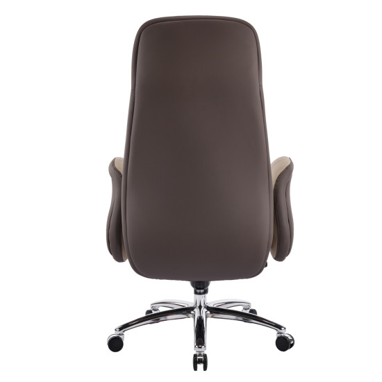 Καρεκλα γραφειου dramon hm18356.02 μπεζ-καφε pu δερμα--βαση χρωμιου 66x70x132.5υεκ **