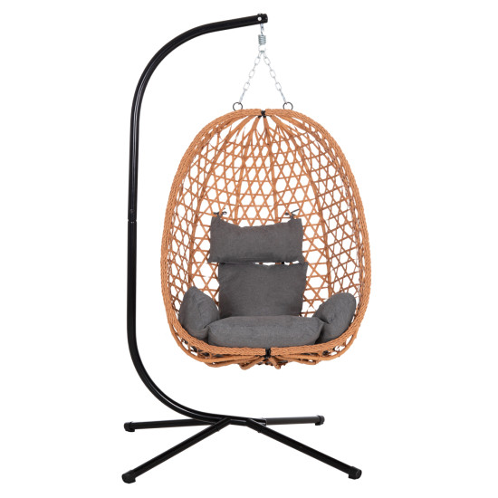 Κρεμαστη φωλια nesta hm6468.05 μαυρο μεταλλο--καφε p.e.rattan 100x100x190υεκ. **