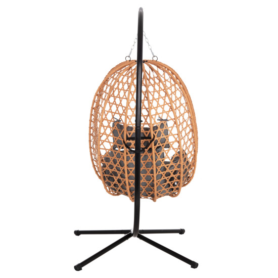 Κρεμαστη φωλια nesta hm6468.05 μαυρο μεταλλο--καφε p.e.rattan 100x100x190υεκ. **