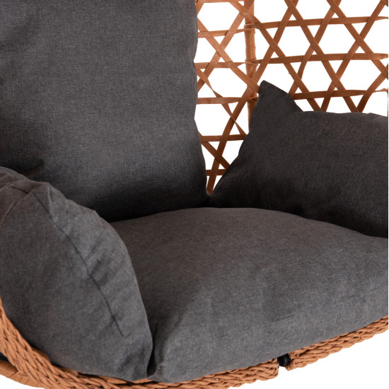 Κρεμαστη φωλια nesta hm6468.05 μαυρο μεταλλο--καφε p.e.rattan 100x100x190υεκ. **