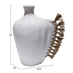 Επιτραπεζιο διακοσμητικο jebb hm4689.02 λευκη τερακοτα & grass--32x15x33υεκ. **