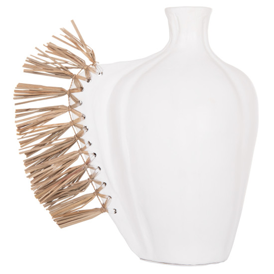 Επιτραπεζιο διακοσμητικο jebb hm4689.02 λευκη τερακοτα & grass--32x15x33υεκ. **