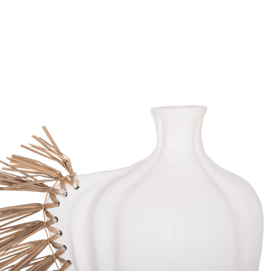 Επιτραπεζιο διακοσμητικο jebb hm4689.02 λευκη τερακοτα & grass--32x15x33υεκ. **