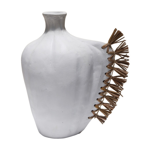 Επιτραπεζιο διακοσμητικο jebb hm4689.02 λευκη τερακοτα & grass--32x15x33υεκ. **