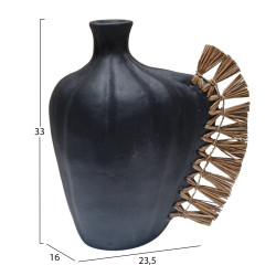 Επιτραπεζιο διακοσμητικο jebb hm4689.01 μαυρη τερακοτα & grass--32x15x33υεκ. **