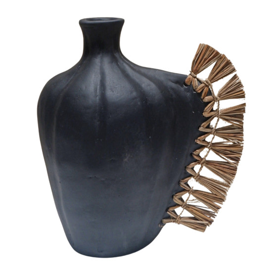 Επιτραπεζιο διακοσμητικο jebb hm4689.01 μαυρη τερακοτα & grass--32x15x33υεκ. **