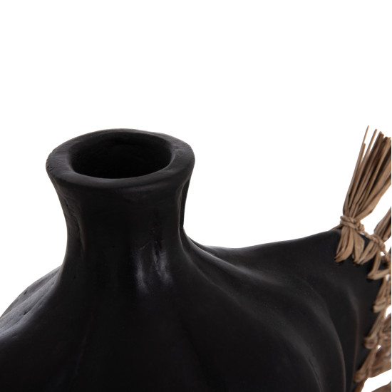 Επιτραπεζιο διακοσμητικο jebb hm4689.01 μαυρη τερακοτα & grass--32x15x33υεκ. **