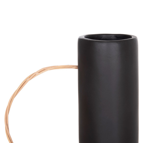 Διακοσμητικο βαζο mibo hm4688.01l τερακοτα μαυρh-χερουλι φυσικο rattan 23x14x35υεκ **