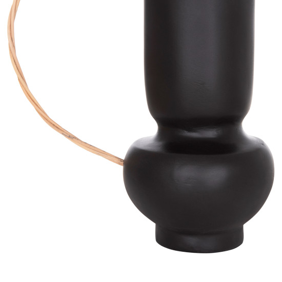 Διακοσμητικο βαζο mibo hm4688.01l τερακοτα μαυρh-χερουλι φυσικο rattan 23x14x35υεκ **