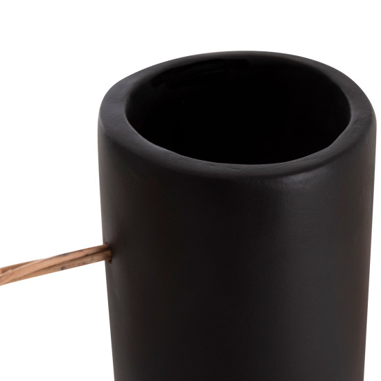 Διακοσμητικο βαζο mibo hm4688.01l τερακοτα μαυρh-χερουλι φυσικο rattan 23x14x35υεκ **