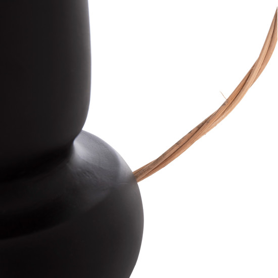 Διακοσμητικο βαζο mibo hm4688.01l τερακοτα μαυρh-χερουλι φυσικο rattan 23x14x35υεκ **