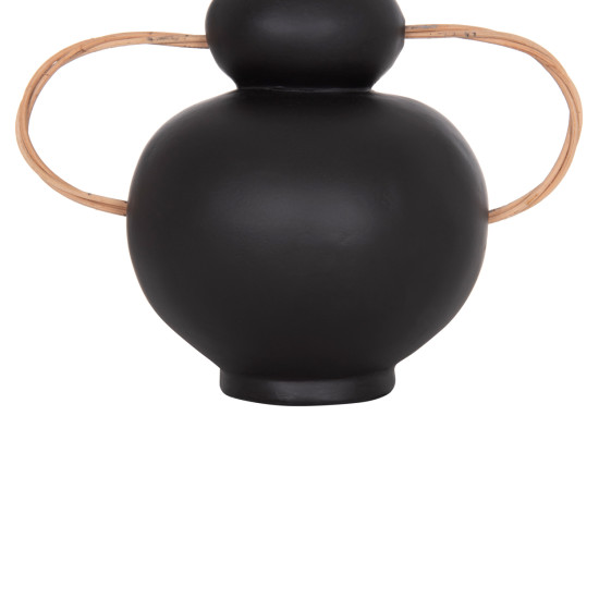 Διακοσμητικο βαζο mibo hm4688.01s τερακοτα μαυρh--χερουλια φυσικο rattan 27x15x20υεκ **