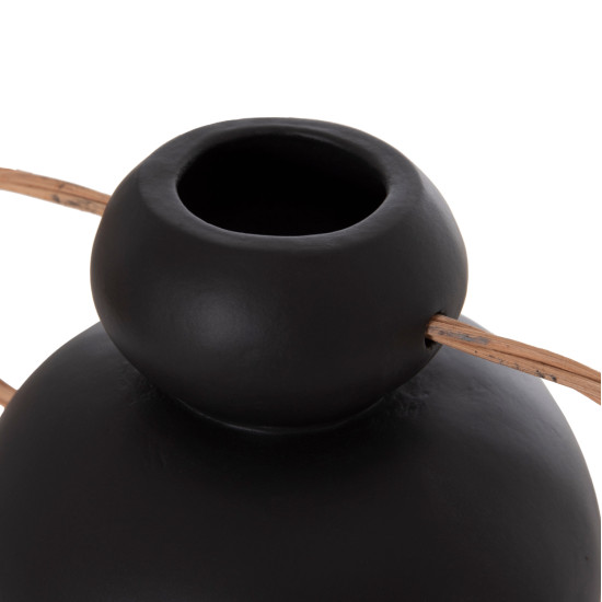 Διακοσμητικο βαζο mibo hm4688.01s τερακοτα μαυρh--χερουλια φυσικο rattan 27x15x20υεκ **