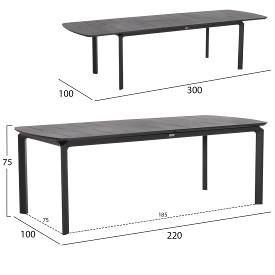 Σετ τραπεζαριασ εξ.χωρου 6 θεσεων elara hm10726.01 γκρι αλουμινιο-επεκτεινομενο τραπεζι **