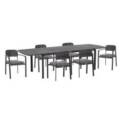 Σετ τραπεζαριασ εξ.χωρου 6 θεσεων elara hm10726.01 γκρι αλουμινιο-επεκτεινομενο τραπεζι **