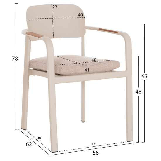 Σετ τραπεζαριασ εξ.χωρου 6 θεσεων elara hm10726.05 μπεζ αλουμινιο-επεκτεινομενο τραπεζι **