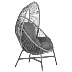 Πολυθρονα-φωλια ruler hm6506.01 γκρι μεταλλο-p.e.rattan-μαξιλαρια 90x85x154υεκ **