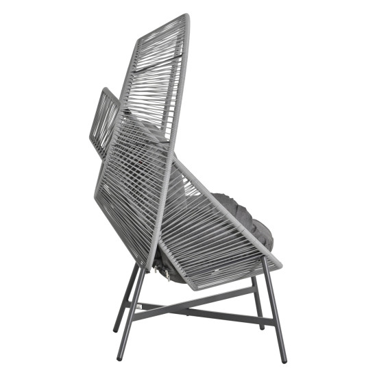 Πολυθρονα-φωλια ruler hm6506.01 γκρι μεταλλο-p.e.rattan-μαξιλαρια 90x85x154υεκ **