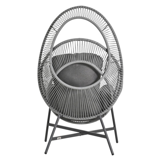 Πολυθρονα-φωλια ruler hm6506.01 γκρι μεταλλο-p.e.rattan-μαξιλαρια 90x85x154υεκ **