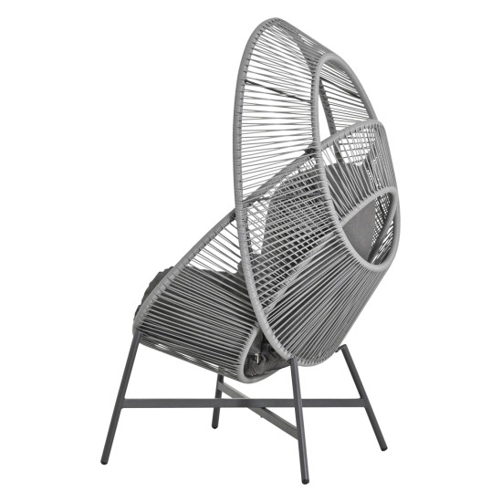 Πολυθρονα-φωλια ruler hm6506.01 γκρι μεταλλο-p.e.rattan-μαξιλαρια 90x85x154υεκ **