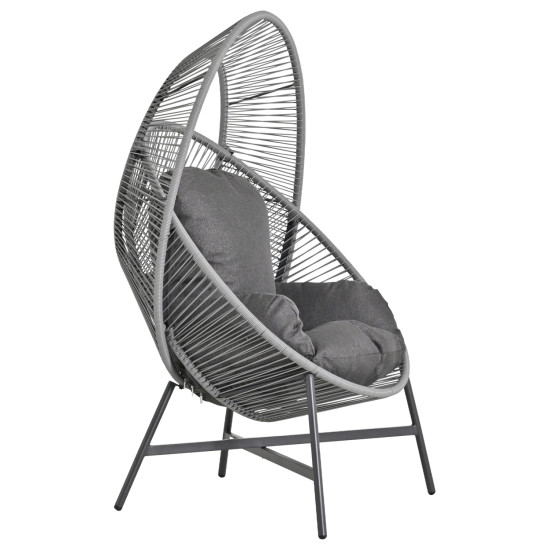 Πολυθρονα-φωλια ruler hm6506.01 γκρι μεταλλο-p.e.rattan-μαξιλαρια 90x85x154υεκ **