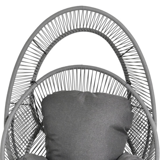 Πολυθρονα-φωλια ruler hm6506.01 γκρι μεταλλο-p.e.rattan-μαξιλαρια 90x85x154υεκ **