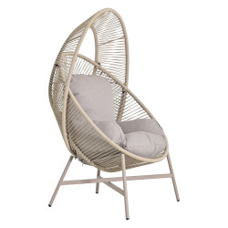 Πολυθρονα-φωλια ruler hm6506.02 μοκα μεταλλο-p.e.rattan--γκρι μαξιλαρια 90x85x154υεκ **