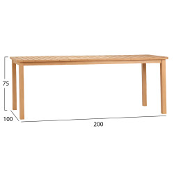 Τραπεζι ορθογωνιο finto hm6616 ξυλο teak--φυσικο 200x100x75υεκ. **
