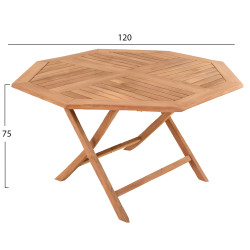 Τραπεζι πολυγωνο πτυσσομενο karlin hm6618 ξυλο teak σε φυσικο χρωμα 120x120x75yεκ. ** Τραπεζι πολυγωνο πτυσσομενο karlin hm6618 ξυλο teak σε φυσικο χρωμα 120x120x75yεκ. **