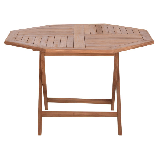 Τραπεζι πολυγωνο πτυσσομενο karlin hm6618 ξυλο teak σε φυσικο χρωμα 120x120x75yεκ. **