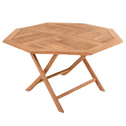Τραπεζι πολυγωνο πτυσσομενο karlin hm6618 ξυλο teak σε φυσικο χρωμα 120x120x75yεκ. **