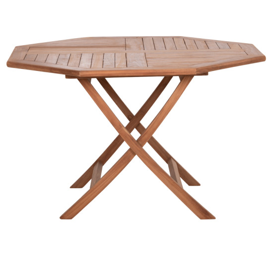 Τραπεζι πολυγωνο πτυσσομενο karlin hm6618 ξυλο teak σε φυσικο χρωμα 120x120x75yεκ. **