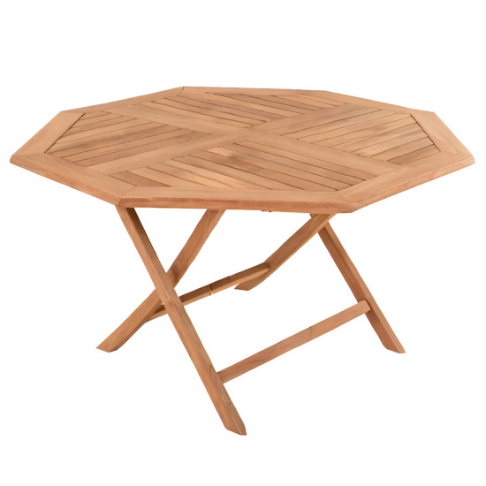 Τραπεζι πολυγωνο πτυσσομενο karlin hm6618 ξυλο teak σε φυσικο χρωμα 120x120x75yεκ. **