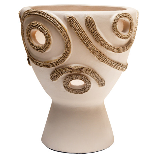 Επιτραπεζιο διακοσμητικο βαζο dean hm4678.02 τερακοτα σε κρεμ--φ25x28υεκ. **